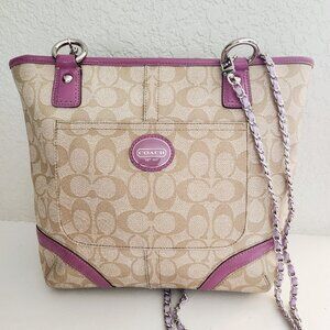 Coach Heritage Khaki & Purple Y2k Shoulder Bag Purse